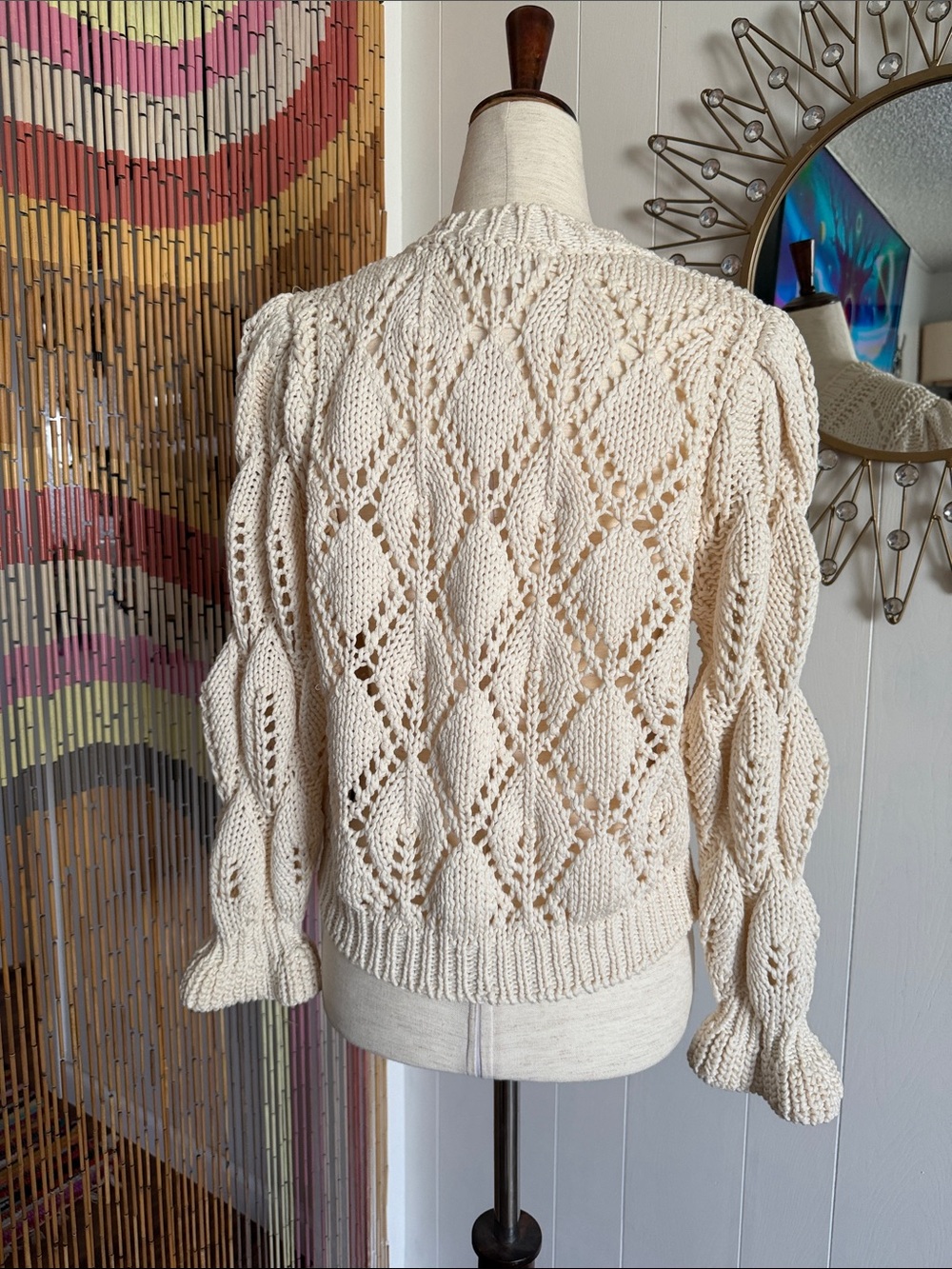 ba&sh Cream Open-Knit Button Cardigan - Picture 5 of 5